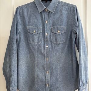 J.McLaughlin Denim Chambray Western Button Up Shirt Top Equestrian 8